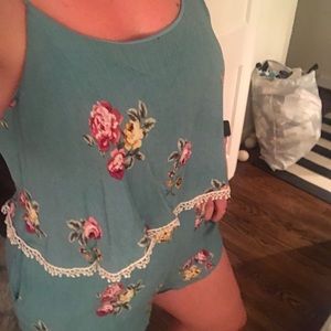 Impeccable Pig green floral romper